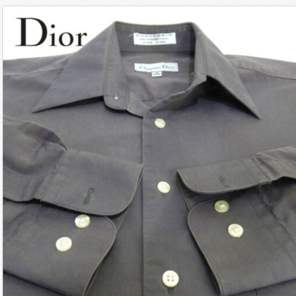Christian Dior Mens Shirt Gray Casual S15 34/35 - Picture 5 of 6